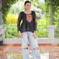 Prazu Fashion Black Georgette Schiffli Work Kutchi Gamthi Patch Work Navaratri Top - Swadesiicart