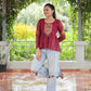 Prazu Fashion Maroon Georgette Schiffli Work Kutchi Gamthi Patch Work Navaratri Top - Swadesiicart