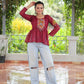 Prazu Fashion Maroon Georgette Schiffli Work Kutchi Gamthi Patch Work Navaratri Top - Swadesiicart