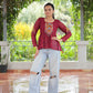 Prazu Fashion Maroon Georgette Schiffli Work Kutchi Gamthi Patch Work Navaratri Top - Swadesiicart