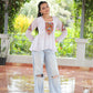 Prazu Fashion Off White Georgette Schiffli Work Kutchi Gamthi Patch Work Navaratri Top - Swadesiicart