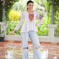 Prazu Fashion Off White Georgette Schiffli Work Kutchi Gamthi Patch Work Navaratri Top - Swadesiicart