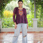 Prazu Fashion Wine Georgette Schiffli Work Kutchi Gamthi Patch Work Navaratri Top - Swadesiicart