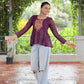 Prazu Fashion Wine Georgette Schiffli Work Kutchi Gamthi Patch Work Navaratri Top - Swadesiicart