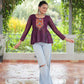 Prazu Fashion Wine Georgette Schiffli Work Kutchi Gamthi Patch Work Navaratri Top - Swadesiicart