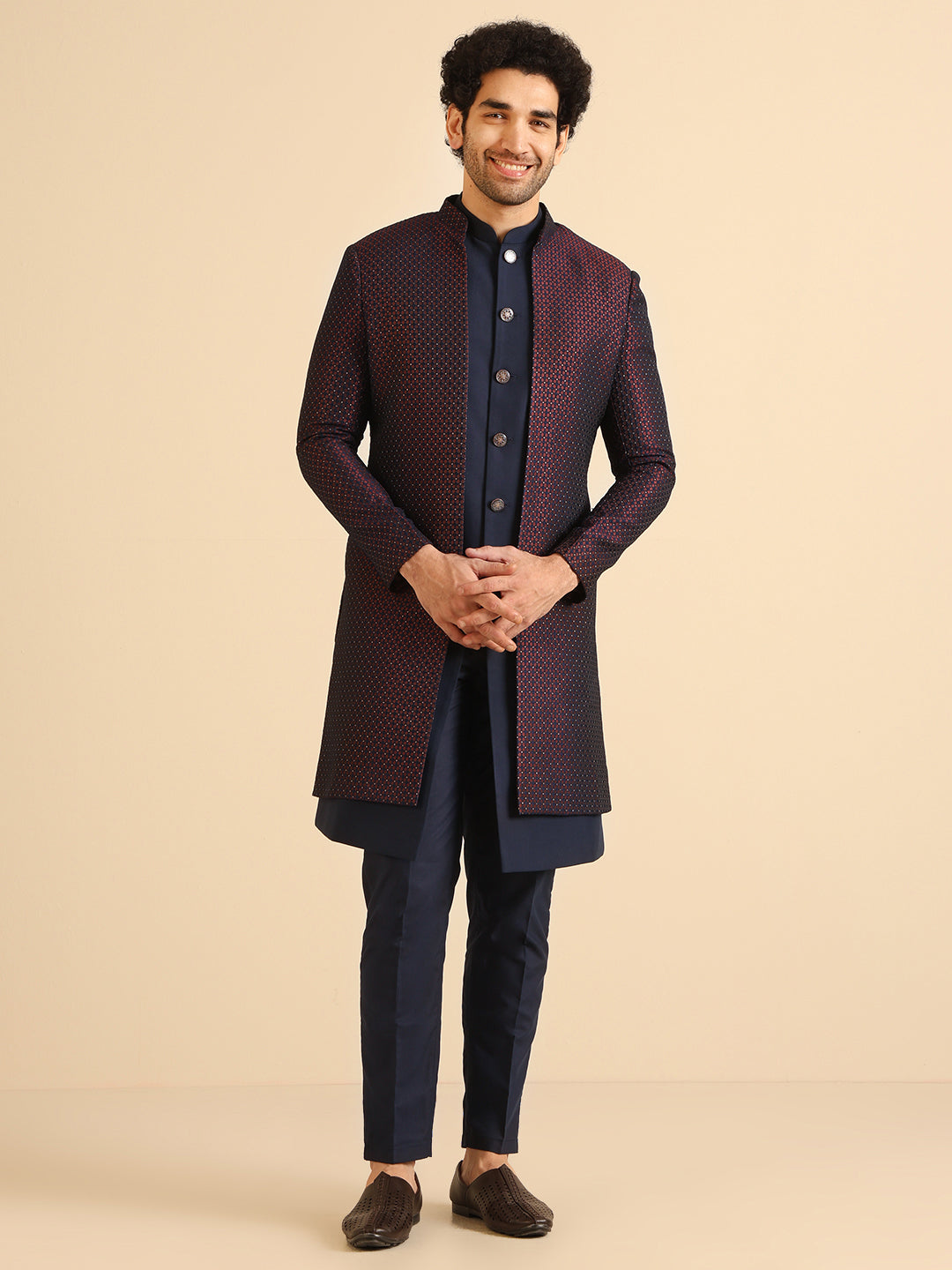 Kisah Men Wine Jacket Indowestern Trouser Set | Swadesiicart
