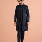 Kisah Men's Navy Blue Ethnic Motifs Long Jacket with Indo-Western Trouser Set | Swadesiicart