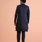 Kisah Men's Navy Blue Ethnic Motifs Long Jacket with Indo-Western Trouser Set | Swadesiicart