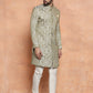 Kisah Men Olive Green Embroidered Indowestern Churidar Set | Swadesiicart