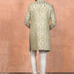 Kisah Men Olive Green Embroidered Indowestern Churidar Set | Swadesiicart