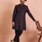 Kisah Men Purple & Wine Textured Indowestern Trouser Set | Swadesiicart