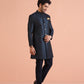 Kisah Men Navy Blue Embellished Indowestern Trouser Set | Swadesiicart