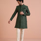 Kisah Men Green Textured Indowestern Trouser Set | Swadesiicart