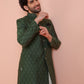 Kisah Men Green Textured Indowestern Trouser Set | Swadesiicart