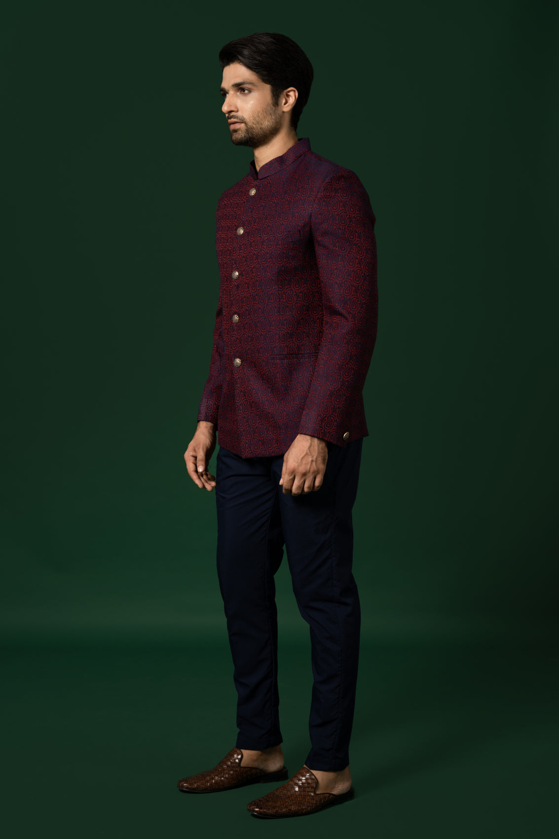 Kisah Men's Maroon Bandhgala with Trouser Set | Swadesiicart
