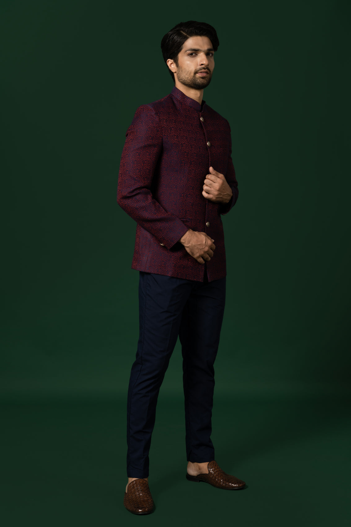 Kisah Men's Maroon Bandhgala with Trouser Set | Swadesiicart