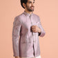 Kisah Men Lilac Textured Bandhgala Trouser Set | Swadesiicart
