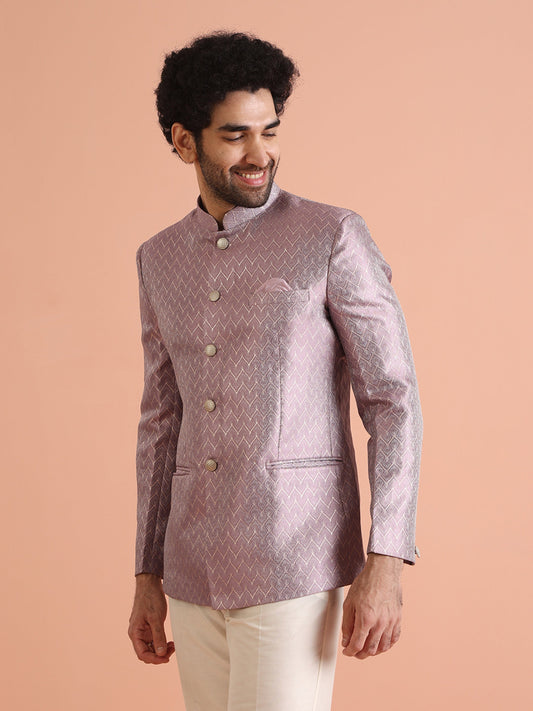 Kisah Men Lilac Textured Bandhgala Trouser Set | Swadesiicart
