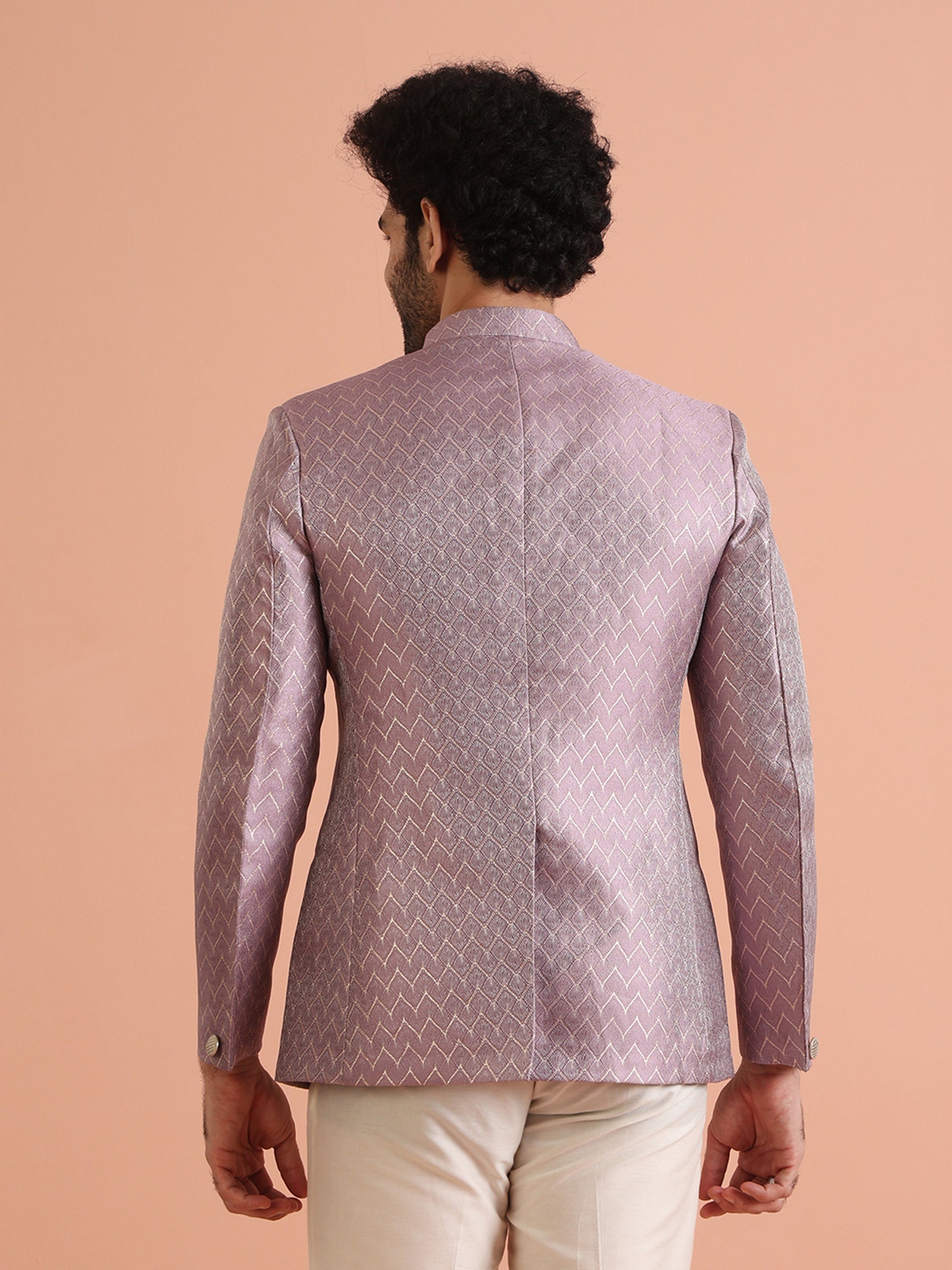 Kisah Men Lilac Textured Bandhgala Trouser Set | Swadesiicart