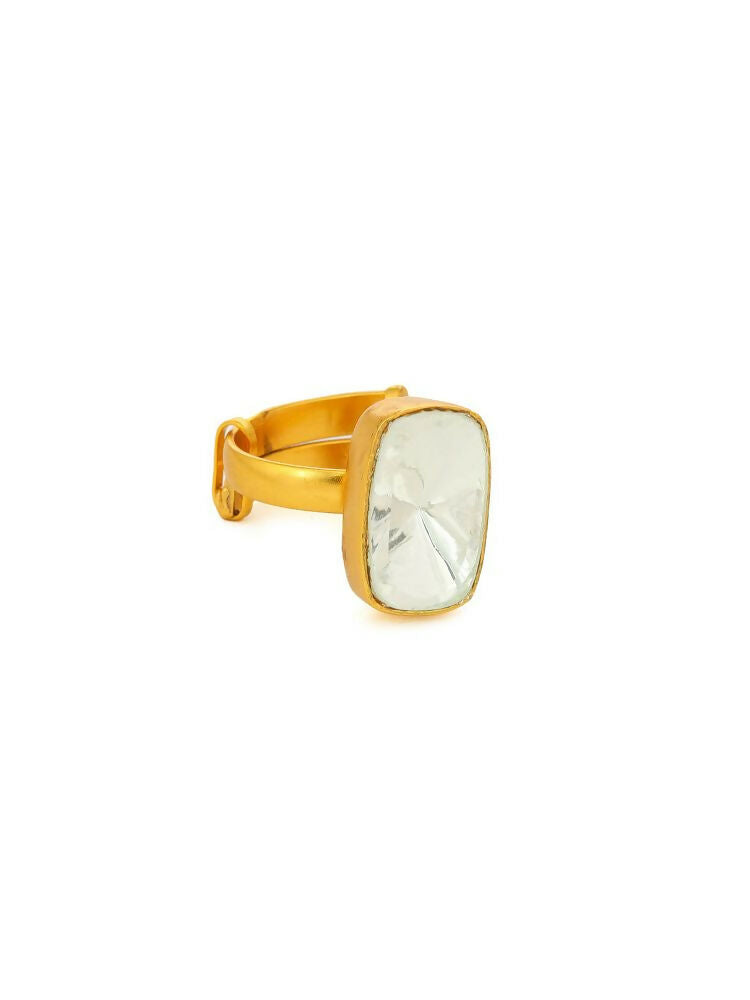 Kundan Gold plated Emarald cut Ring - Ruby Raang | Swadesiicart