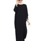 Bashariya Elegant Kaftan Abaya In Free Size With Contrast Detailings-Black