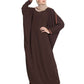 Bashariya Elegant Kaftan Abaya In Free Size With Contrast Detailings-Brown