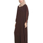 Bashariya Elegant Kaftan Abaya In Free Size With Contrast Detailings-Brown