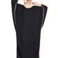 Bashariya Elegant Kaftan Abaya In Free Size With Contrast Detailings-Black Fawn