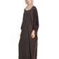 Bashariya Elegant Kaftan Abaya In Free Size With Contrast Detailings-Brown Rust
