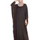 Bashariya Elegant Kaftan Abaya In Free Size With Contrast Detailings-Brown Rust