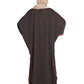 Bashariya Elegant Kaftan Abaya In Free Size With Contrast Detailings-Brown Rust