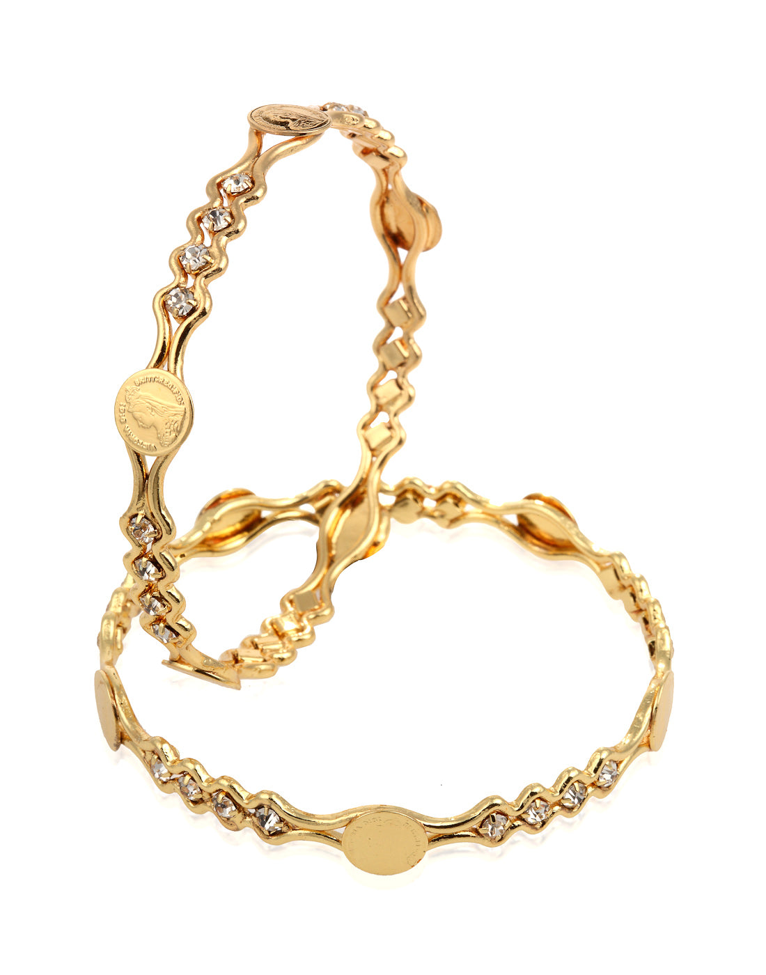 Gold-Polished Alloy Goddess Laxmi Bangle Set - The Pari - The Pari - Dinesh Associates