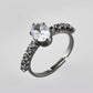 VOJ white CZ-detail Stainless Steel Cubic Zirconia Rhodium Plated Adjustable Finger Ring | Swadesiicart