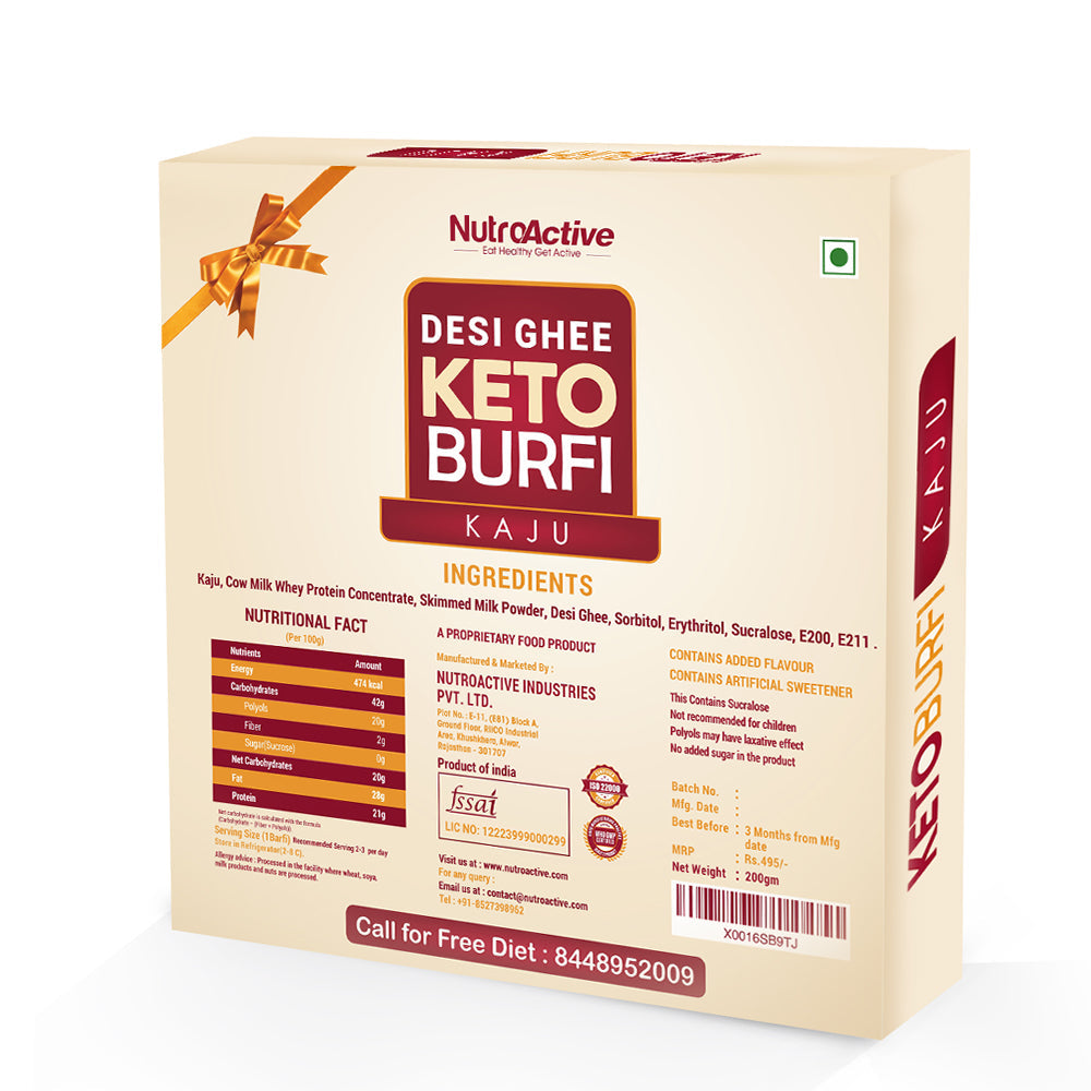 NutroActive Desi Ghee Keto Kaju Barfi | Swadesiicart