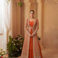 Aarshi Fashions Heavy Silks Orange Long Top With Silk Shrug