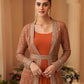Aarshi Fashions Heavy Silks Orange Long Top With Silk Shrug