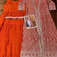 Aarshi Fashions Heavy Silks Orange Long Top With Silk Shrug