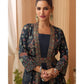 Aarshi Fashions Heavy Silks Teal Long Top With Silk Shrug