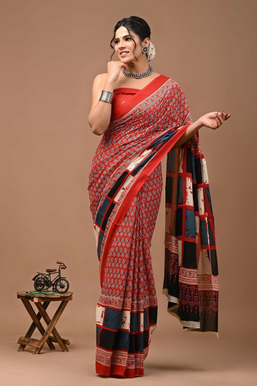 Exclusive Collection Multi Beautiful Mulmul Cotton Saree - Swadesiicart