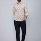 Miravan Men's Cotton Printed Full Sleeve Slim Fit Spread Neck White & Pink Colour Shirt | Swadesiicart