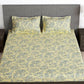 Story@home Cream-Coloured & Grey Floral Microfiber 180 TC Bedsheet & Pillow Cover - Swadesiicart