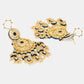 Ruby Raang 22k Gold Polished Kundan Chand Earrings With Ear Chains | Swadesiicart