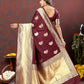 Lorenvalley Fashion Maroon Soft Silk Woven Design Gold Zari Weaving Saree - Swadesiicart