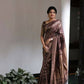 DEIANA'S Beautiful Designer Golden zari Soft Lichi Silk Saree - Brown - Swadesiicart