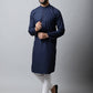 Even Apparels Navy blue Color Pure Cotton Men's Kurta With Band Collar (PRT1184-NVC) | Swadesiicart