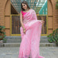 Vamsee Kiki Baby-Pink Organza Saree - Swadesiicart