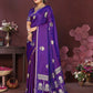 Joban Fashion Purple Floral Motifs Banarasi Silk Sarees | Swadesiicart