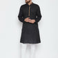 Even Apparels Black Color Pure Cotton Men's Kurta With Band Collar | Swadesiicart