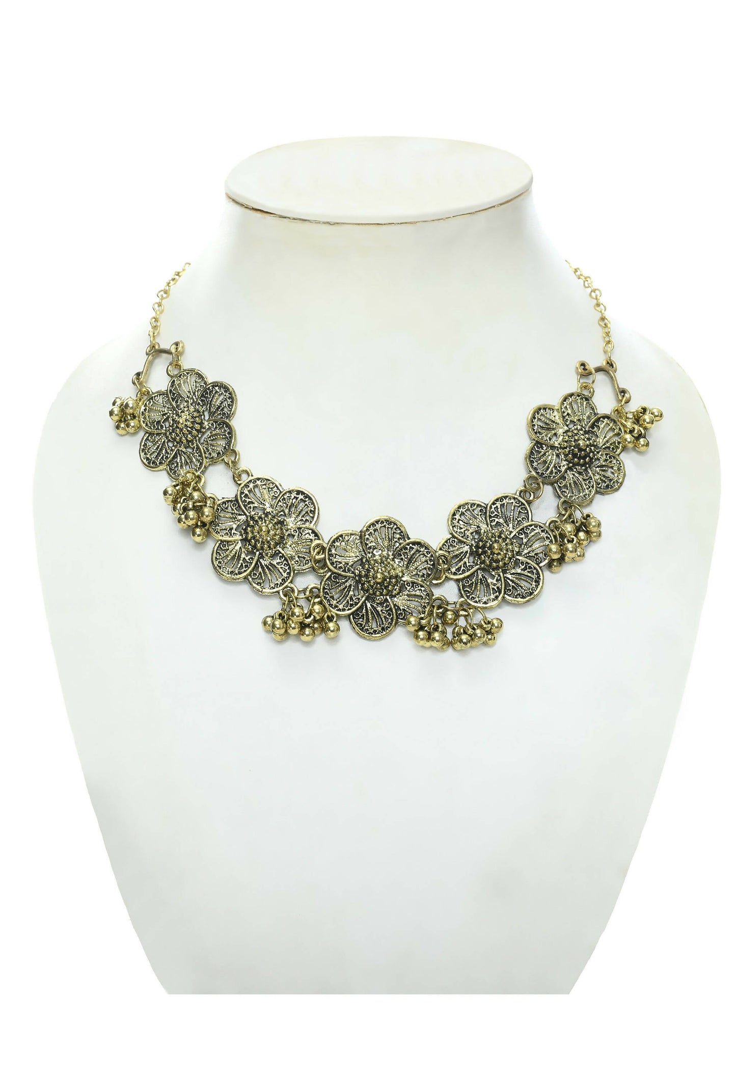 Mominos Fashion Johar Kamal Golden-Plated Brass Finish Floral Desgin Choker For Women | Swadesiicart