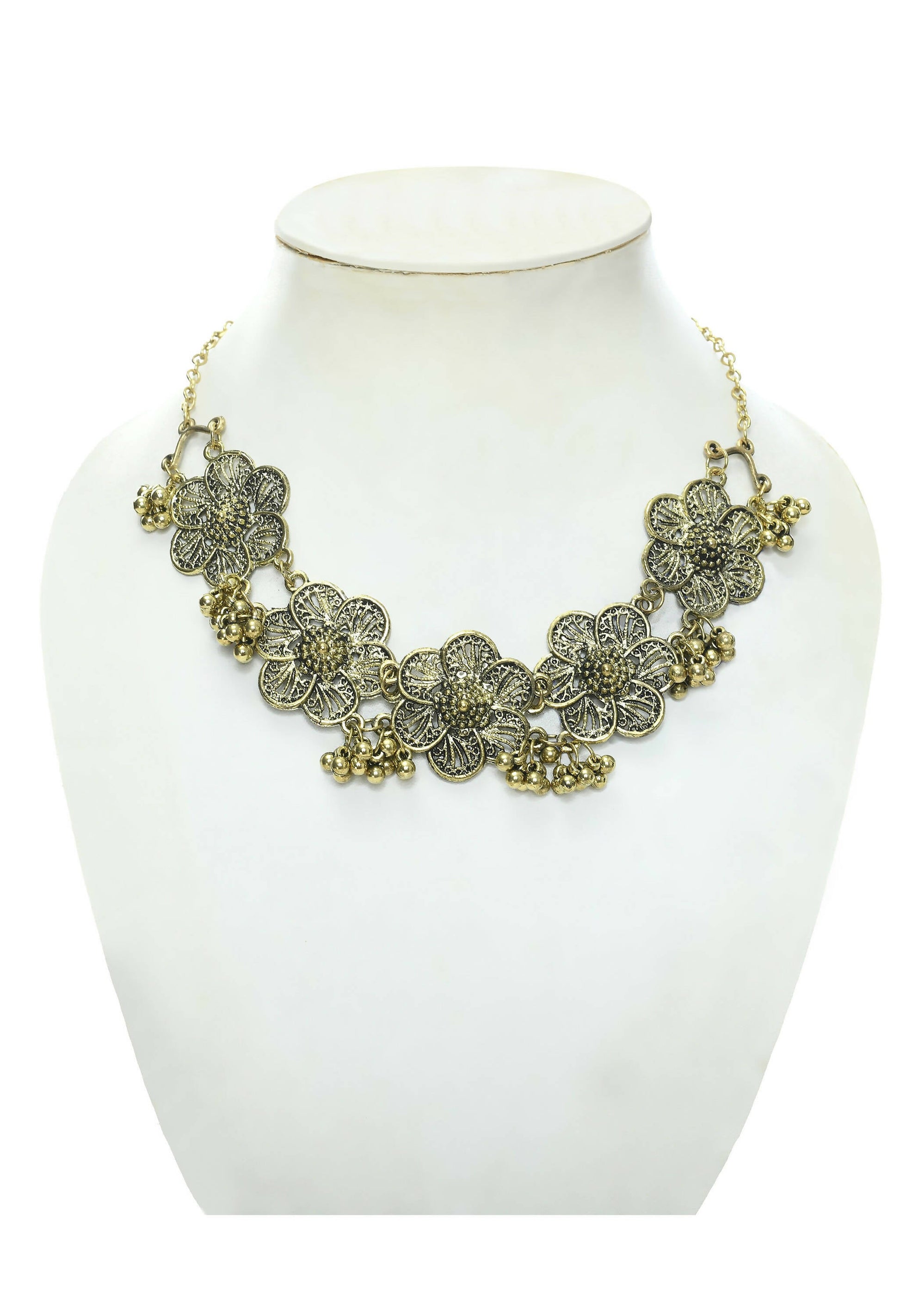Mominos Fashion Johar Kamal Golden-Plated Brass Finish Floral Desgin Choker For Women | Swadesiicart
